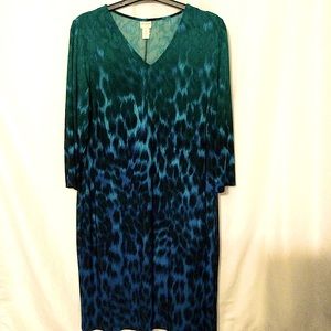 Chico's Size 3 (US 16) Blue Green Party Dress (443)